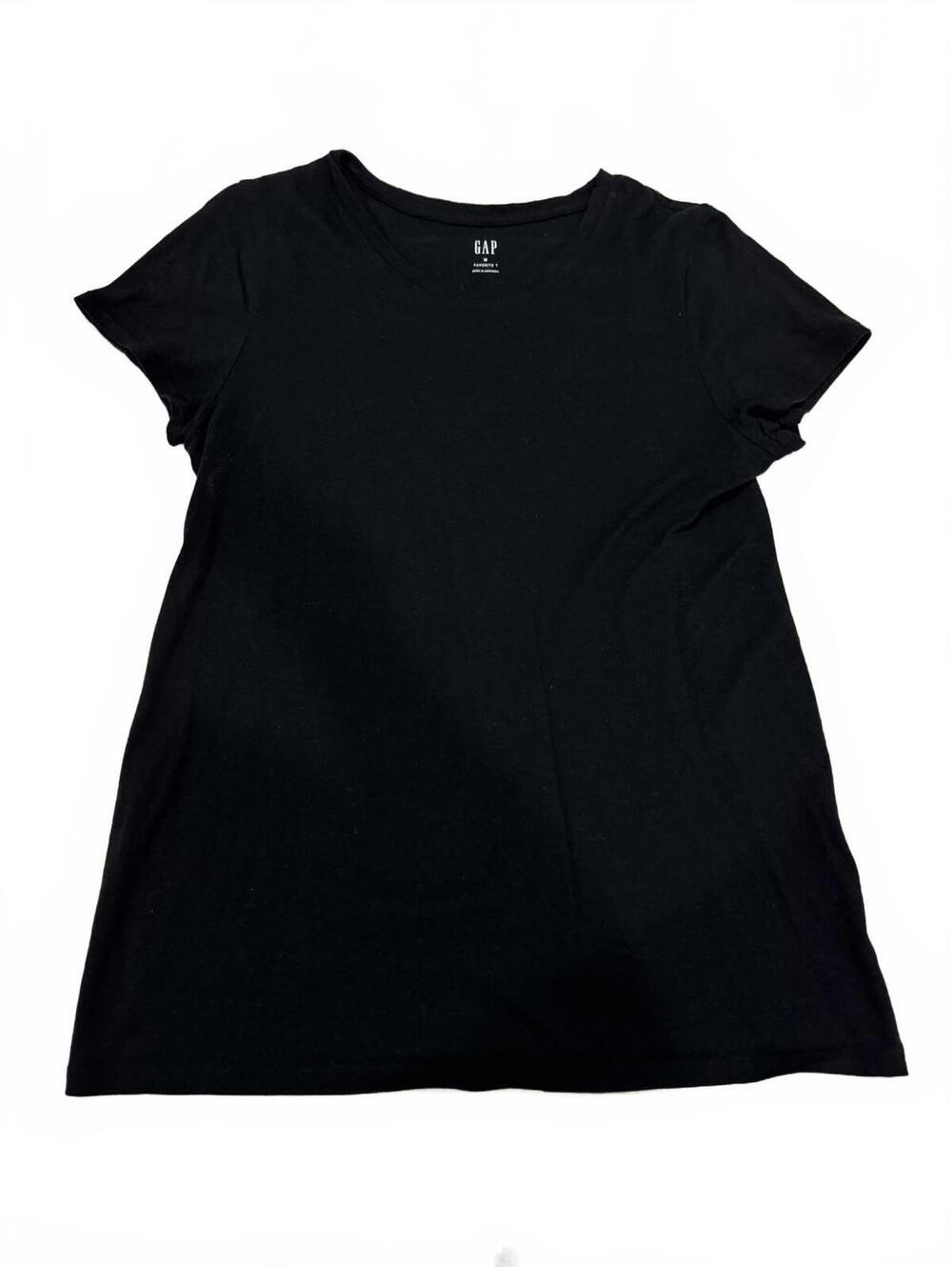 GAP Bundle of 2 Black Solid Basic Crewneck Full Length T-shirt- Size Medium